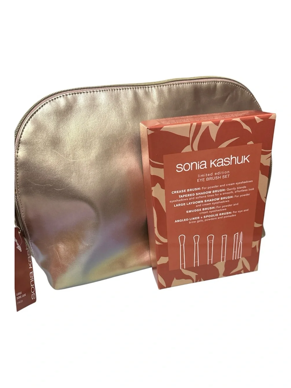 Sonia Kashuk Eye Brush Set with Matching 2 pc Cosmetic Pouch NWT